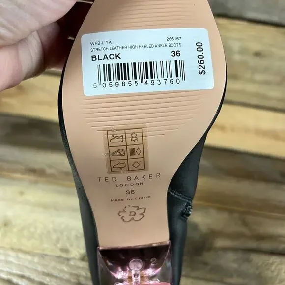Ted Baker Liya Bootie - Black Leather & Pink Heel - 6 - New without box - Picture 8 of 8